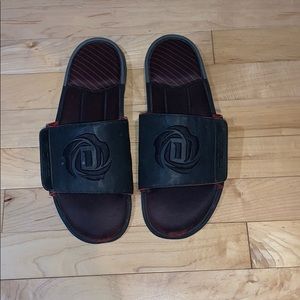 Adidas D Rose Slides Size 9 Black and Red